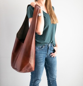 Handmade Cognac Brown <b>Leather</b> Hippie <b>Bag</b> Oversized <b>Hobo</b> Purse Large Crossbody Wide Strap LHB-0014 - Product Image 2