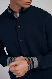 Produttori di abbigliamento ecologico sostenibile giubbotto bomber maglione da uomo in tessuto lavorato a maglia di cashmere - Product Image 2