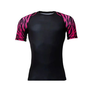 Personalizable de secado rápido de los hombres de manga corta Rash Guard Fitness camisa de compresión para entrenamientos de gimnasio y deportes musculares - Product Image 1