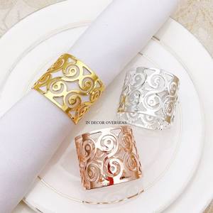 Anneaux de serviette de luxe de qualité supérieure en métal, élégants et stylés, personnalisables en couleur et en logo, fournitures de décoration de table - Product Image 1