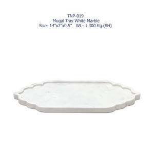 Plateau de service moghol en marbre blanc de qualité supérieure améliore la beauté des tables à manger disponibles en vrac - Product Image 2