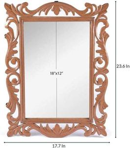 Miroir mural décoratif vintage de style antique avec bordure florale élégante Miroir en bois de qualité supérieure pour dressing - Product Image 4