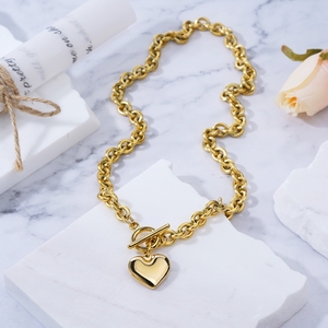 Collier en acier inoxydable plaqué or 18 carats, colliers en forme de cœur d'amour, Bracelets stéréoscopiques en forme de cœur ou de fermoir, cadeau pour femmes - Product Image 2
