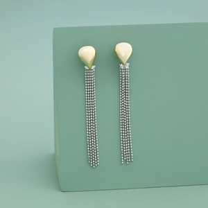 Trendy Drop Pendant Stud Earrings 189800 Copper Brass Religious Zinc Alloy with Tassel Pearl Diamond Main Stone for Party - Product Image 1