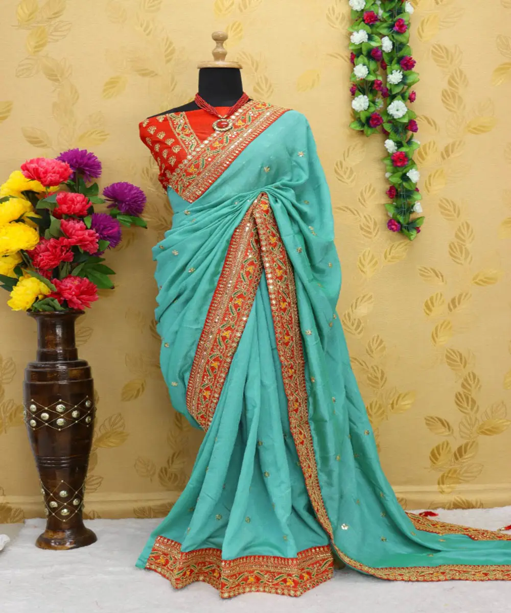 Geborduurde Trouwkleding Zijden Jacquard Bedrukte Sari In Rijke Banarasi Zijde Met Ongestikte Blouse Traditionele Kleding