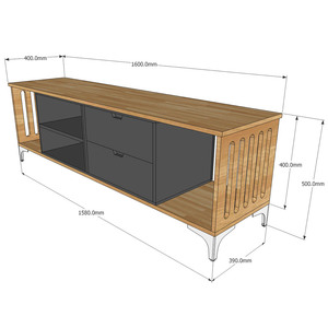 Mueble de TV Moderno y Lujoso, Consola de Madera Contemporánea para Sala de Estar, Minimalista, 160x40x50cm, KTV68041, Panel de MDF con Función LED - Product Image 1