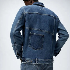 Chaquetas Vaqueras de Mezclilla Estilo Vintage para Hombre al por Mayor, con Cuello Alto, Forro de Piel Sintética y Acabado Lavado al Ácido - Product Image 3