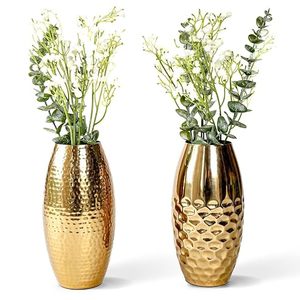 Vase en fer martelé demi-doré moderne pour décoration intérieure et extérieure pour salon et balcon - Product Image 6