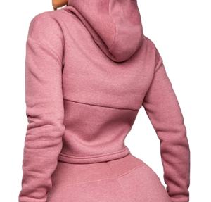 ชุดวอร์ม2ชิ้นสำหรับผู้หญิงชุดครอปแบบลำลองกางเกงมีฮู้ดระบายอากาศได้สำหรับผู้หญิง - Product Image 3