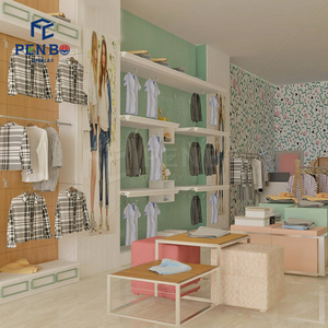 Présentoir à vêtements pour enfants personnalisé et tendance, mobilier de magasin de vêtements pour enfants, design intérieur de <span class=keywords><strong>boutique</strong></span> pour bébés en bois - Product Image 1