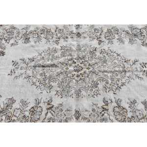 Vintage Rug, 5.5x9 ft Large Rug, <b>Brown</b> White <b>Wool</b> Rug - Product Image 5