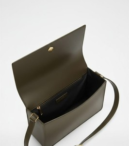 Olive Green Smooth Leather Vintage Lady Shoulder <b>Bag</b> Women Minimalist Flap <b>Crossbody</b> Purse Zip <b>Wide</b> Adjustable <b>Strap</b> Structured - Product Image 2