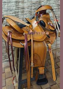 Selle de ranch sculptée à la main en cuir Western Classic Wade Tree de haute qualité en gros avec ensemble de punaises Fabricant de vente chaud - Product Image 2