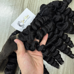 Extensiones de Cabello Natural Rizado y Voluminoso de Sun Hair Company, Color Negro Natural, Cabello Humano Vietnamita, Extensiones para Tejer, Pelucas sin Pegamento - Product Image 4