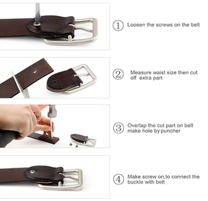 เข็มขัดหนังวัวแท้แบบวินเทจสุดหรูสำหรับผู้ชายและผู้หญิงหนึ่งขนาดเหมาะสำหรับสไตล์ลำลองที่ปรับได้ทั้งหมดพร้อมหัวเข็มขัด - Product Image 6