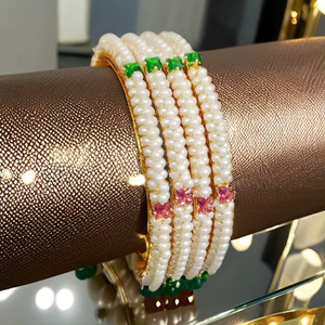 TwiniGolden <b>Pearl</b> Bangle SKU 6286 with Imitation <b>Pearl</b> and Round Shape <b>for</b> <b>Women</b> Party Occasion - Product Image 1