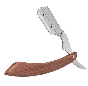Maquinilla de afeitar personalizable de borde recto con mango de madera, cuchilla de afeitar, afeitado personal para el cabello, peluqueros, incluye estuche de transporte - Product Image 3