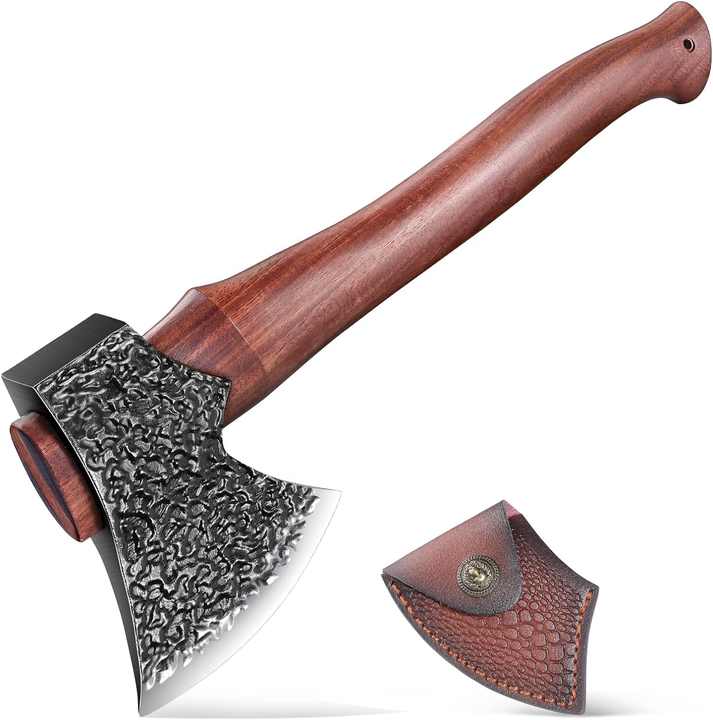 Custom handmade high carbon steel camping axe with wooden handle and ...