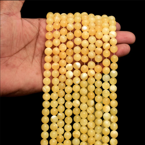 Collier en cristal naturel, perles de calcite jaune lisses, pierre rouge polie, bijoux, brin lâche, grossiste en pierres précieuses pour la guérison - Product Image 3