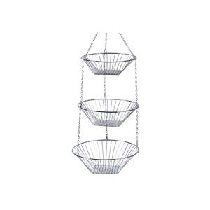 <b>Wire</b> <b>Hanging</b> <b>Basket</b> 3-Tier 72cm Tall 25.5cm Silver by Zeller Present - Product Image 1