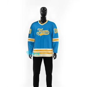 Maillots de hockey sur glace brodés personnalisés, vêtements d'équipe, respirants, 100% polyester, logo par sublimation, uniforme d'entraînement, adulte et enfant - Product Image 5