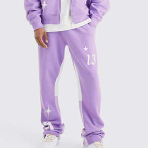 Moda Casual Color sólido sudor traje masculino ropa deportiva Puff estampado chándal dos piezas Sudadera con capucha y pantalones de chándal conjunto hombres - Product Image 5