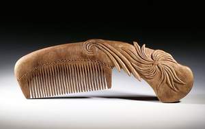 USUARIO MEJOR viaje portátil estilo chino hecho a mano sándalo pintado tallado peine de madera - Product Image 2