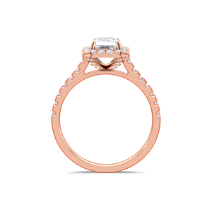 Anillo de Compromiso y Boda con Diamante Cultivado en Laboratorio, Corte Radiante de 1 Quilate, Certificado por IGI, con Halo, en Oro Amarillo/Blanco/Rosa de 9K, con Pavé - Product Image 4