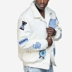 Chaqueta universitaria de alta calidad para hombre, chaqueta con letras de béisbol personalizadas con bordado de chenilla, venta al por mayor, manga de cuero PU Unisex - Product Image 4