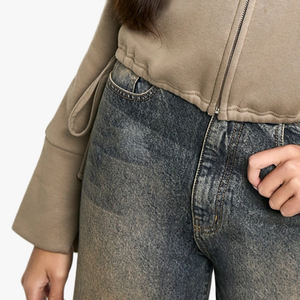 Sweat-shirt ample à col cheminée et fermeture éclair pour femme, de haute qualité, à prix avantageux pour les acheteurs en gros, vêtements décontractés - Product Image 3