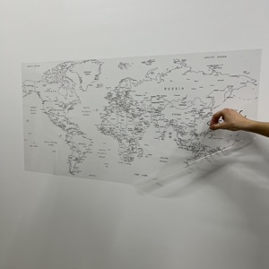 Uncolored World Map Static Electricity <b>Whiteboard</b> Durable Polystyrene Material Reusable for Wood Glass Metal Surface - Product Image 5