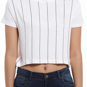 Nouvelle mode Streetwear dames hauts courts séchage rapide haut court col rond solide T-shirts dames populaire haut court 100% coton - Product Image 6