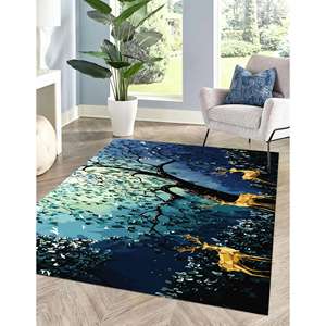 Alfombras Golden Deer, Alfombras Forestales, Alfombra Abstracta con Diseño de Árbol, Alfombras de Animales, Alfombra de Lujo, Alfombra Suave con Pelo - Product Image 1