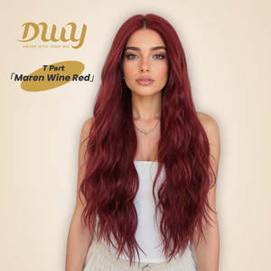 DWY Transparent Lace Front Synthetic <b>Wig</b> Long-Length Water Wavy Dyed Version Glueless - Product Image 1