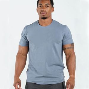 Camiseta de gimnasio de algodón para hombre, ajustada, manga corta, entrenamiento muscular, Fitness, relajada, ajustada, de talla grande, transpirable para uso activo - Product Image 4
