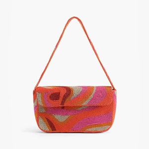 Trending Premium <b>Orange</b> Beaded Shoulder <b>Bag</b> Handmade Embroidery <b>Clutch</b> Purse Summer Party Handbags Boho Women Accessories Vendor - Product Image 1