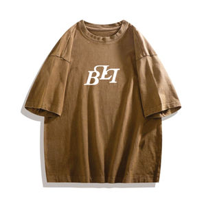 T-shirt décontracté unisexe en coton biologique 100% avec logo personnalisé OEM, noir/blanc, coupe classique, respirant, 180g - Product Image 4