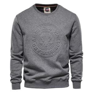 Custom Cotton French <b>Terry</b> Plain <b>Bulk</b> Streetwear 3d Crewneck Oversized Embossed Sweatshirt for Men - Product Image 1