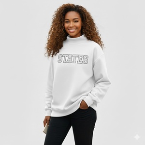 Sudadera de cuello simulado con letras griegas de talla grande para mujer de alta calidad con logotipo personalizado frontal de invierno - Product Image 6