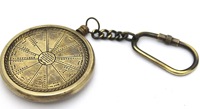 Porte-clés Souvenir Vintage en Laiton, Boussole Nautique et Cadran Solaire, Design Anime Unique, Dessin Animé, Étanche, en Métal