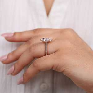 Marquise Lab Grown Solitaire Engagement <b>Ring</b> Classic Cut Diamond Pave <b>Band</b> Sterling Silver Gold 2.52 TCW VS1 Clarity 2.0mm <b>Band</b> - Product Image 5