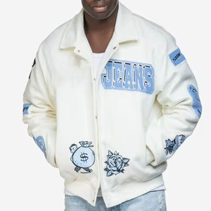 Chaqueta universitaria de alta calidad para hombre, chaqueta con letras de béisbol personalizadas con bordado de chenilla, venta al por mayor, manga de cuero PU Unisex - Product Image 3