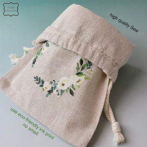 Sac à cordon en toile de coton avec logo personnalisé en gros pour bijoux en chocolat cosmétiques sacs à main emballage de vêtements personnalisable - Product Image 2