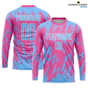 Uniforme de Fútbol Personalizado con Estampado por Transferencia Térmica en Rosa, Azul Claro y Blanco, Pantalones Cortos de Verano de Alta Calidad, Antibacterianos, 100% Poliéster - Product Image 3