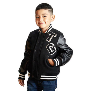 Fabricant OEM, veste de baseball varsity pour enfants de haute qualité, personnalisée, imperméable, broderie en chenille, manches en cuir pour l'hiver - Product Image 2