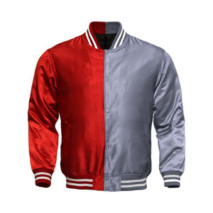 Chaqueta bomber de béisbol universitaria de invierno personalizada de lana OEM con cuello levantado a prueba de viento y ecológica para unisex - Product Image 1