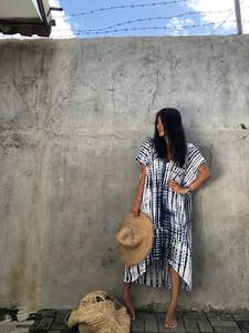 Hecho a mano rojo Tie Dye Kaftan vestido bohemio Maxi Kaftan Beach Cover Up Resort Wear mujer tamaño libre Loungewear - Product Image 4