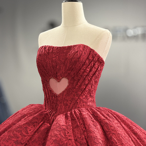 8549 Popularity Red <b>Boat</b> Neck Lace-Up Quinceanera Ball Gown Dresses With Train - Product Image 5