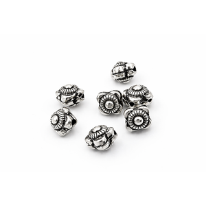 Cuentas espaciadoras de plata de ley 925 con diseño de flor antigua de 6 mm, chapadas, para fabricación de joyería vintage con material de aleación de piedras preciosas - Product Image 1