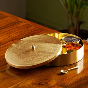Brass <b>Spices</b> <b>Boxes</b> Round Best Quality Metal <b>Spice</b> Box Seven Compartments Masala Box Wholesale Supplier - Product Image 3